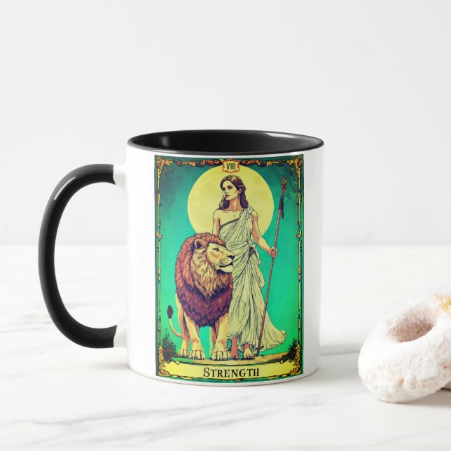 Tarot Card Illustration, Strength Mug (With Donut)