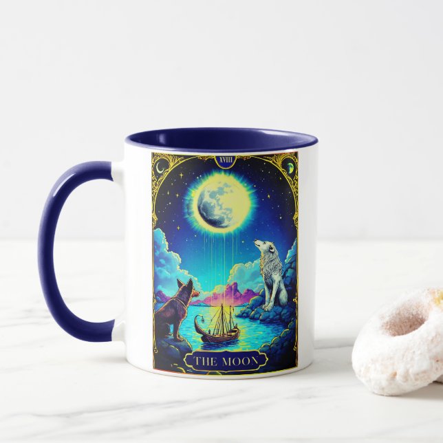 Tarot Card Illustration, The Moon Mug (With Donut)