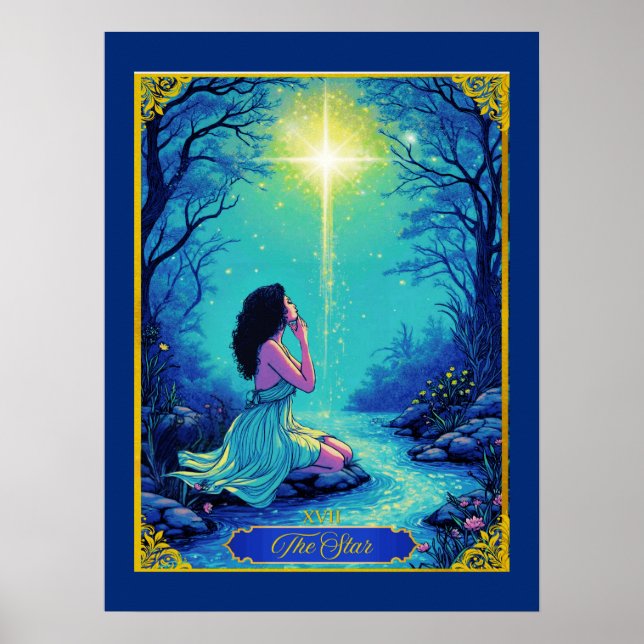 Tarot Card Illustration, The Star Poster (Front)