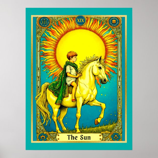 Tarot Card Illustration, The Sun Poster (Front)