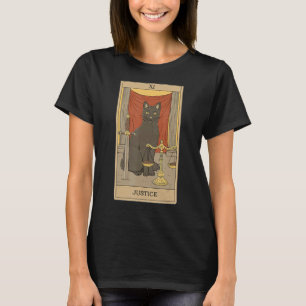 Tarot Card Justice And Cat Cosmic Graphic Cats T-Shirt