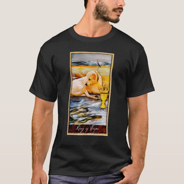 Tarot Card King of Cups And Dog Cosmic Graphic Dog T-Shirt (Front)