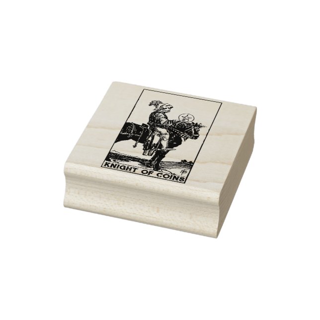Tarot Card: Knight of Coins Pentacles Personalised Rubber Stamp (Stamp)