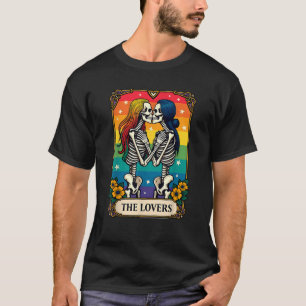 Tarot Card Lovers Lesbian Skeletons Kissing T-Shirt