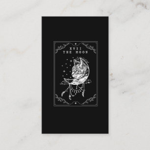 Tarot Card Moon and Cat Crescent Illustration