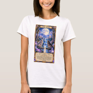TAROT CARD MOON card Two wolve howling at the moon T-Shirt
