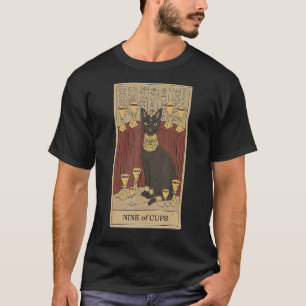 Tarot Card Nine Of Cups And Cat Cosmic Graphic Cat T-Shirt