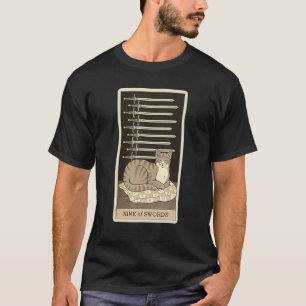Tarot Card Nine Of Swords And Cat Cosmic Graphic C T-Shirt