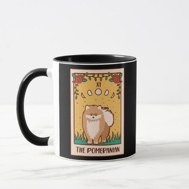 Tarot Card Occult Magic Occultism Dog Pomeranian  Mug (Left)