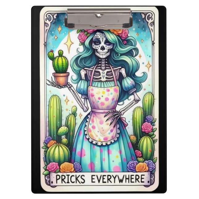 Tarot Card of Pricks Everywhere | Funny Skeleton  Clipboard (Front)