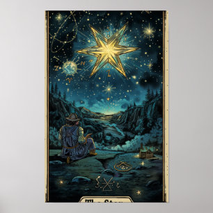 Tarot Card of The Star Art Work with Text at Botto Poster
