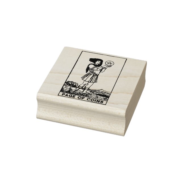 Tarot Card: Page of Coins / Pentacles Personalised Rubber Stamp (Stamp)