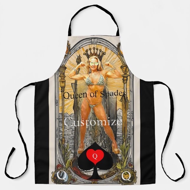 Tarot Card Queen of Spades Thunder_Cove Apron (Front)