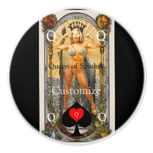 Tarot Card Queen of Spades Thunder_Cove Ceramic Knob