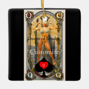 Tarot Card Queen of Spades Thunder_Cove Ceramic Ornament