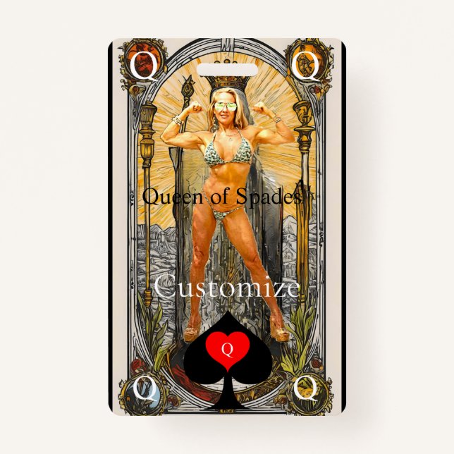 Tarot Card Queen of Spades Thunder_Cove ID Badge (Front)