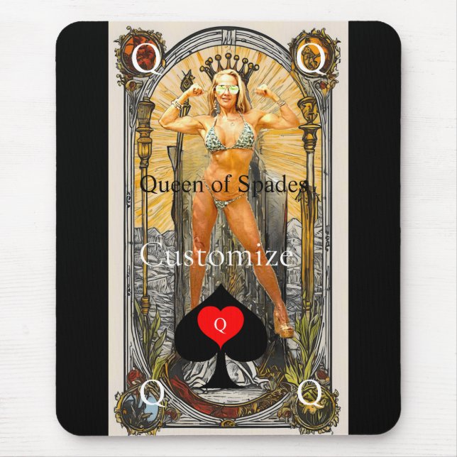 Tarot Card Queen of Spades Thunder_Cove Mouse Mat (Front)