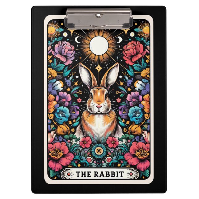 Tarot Card Rabbit | Mystical Bunny Divination Clipboard (Front)