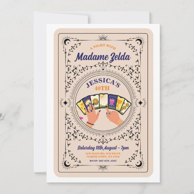 Tarot Card Reading Fortune Birthday Party Invite (Front)