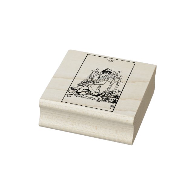 Tarot Card: Seven of Swords: 7 of Swords Rubber Stamp (Stamp)