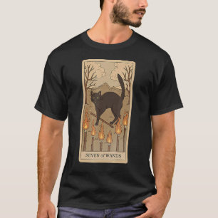 Tarot Card Seven Of Wands And Cat Cosmic Graphic C T-Shirt