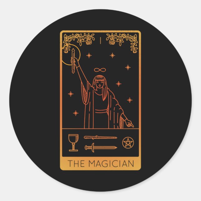Tarot Card Shirts For Women Occult The Magician Classic Round Sticker (Front)