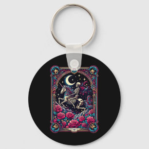 Tarot Card Skeleton Colourful Floral Unicorn Hallo Key Ring