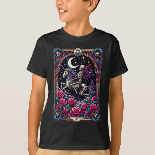 Tarot Card Skeleton Colourful Floral Unicorn Hallo T-Shirt