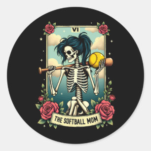 Tarot Card Softll Mom Mama Skeleton Halloween Classic Round Sticker