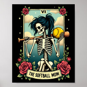 Tarot Card Softll Mom Mama Skeleton Halloween  Poster