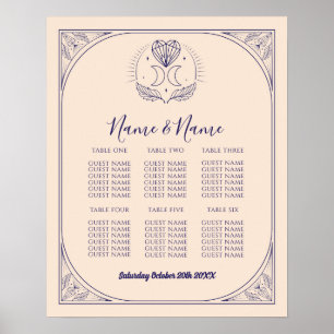 Tarot Card Table 6 Seating Plan Wedding Star Moon  Poster