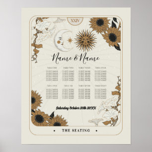 Tarot Card Table 8 Seating Plan Wedding Sun Moon  Poster