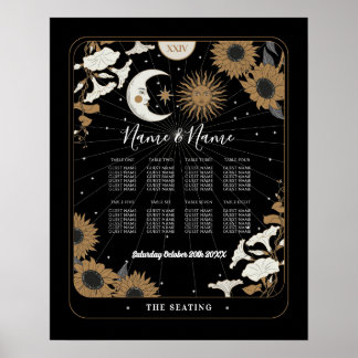 Tarot Card Table 8 Seating Plan Wedding Sun Moon  Poster