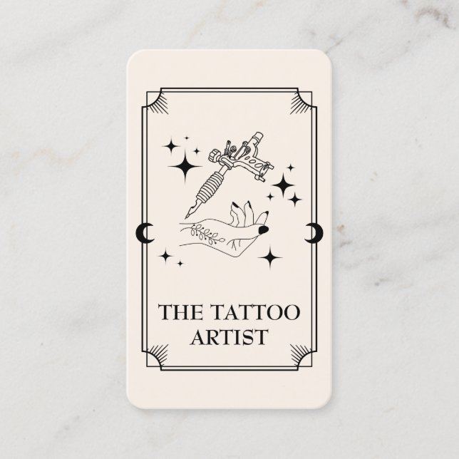 Tarot Card Tattoo Artist Celestial Business Card (Front)