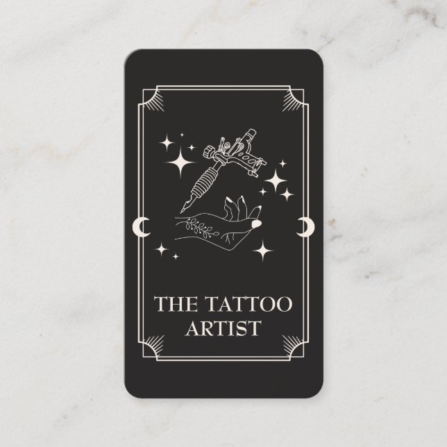 Tarot Card Tattoo Artist Celestial Business Card (Front)