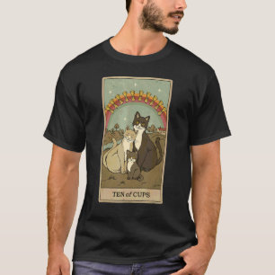 Tarot Card Ten Of Cups And Family Cat Graphic Cat T-Shirt