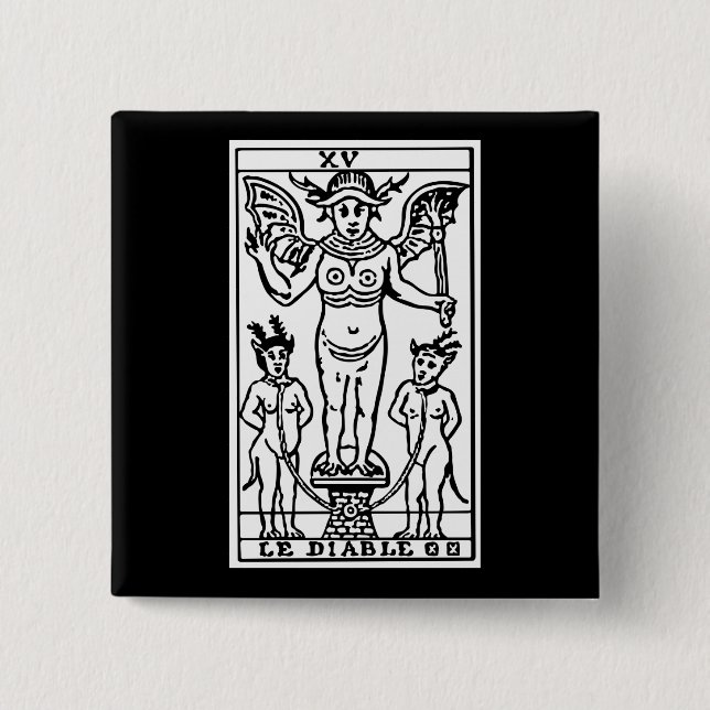 Tarot Card: The Devil 15 Cm Square Badge (Front)