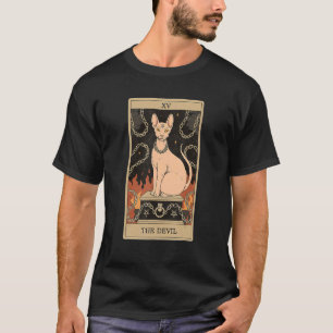 Tarot Card The Devil And Cat Cosmic Graphic Cats T-Shirt