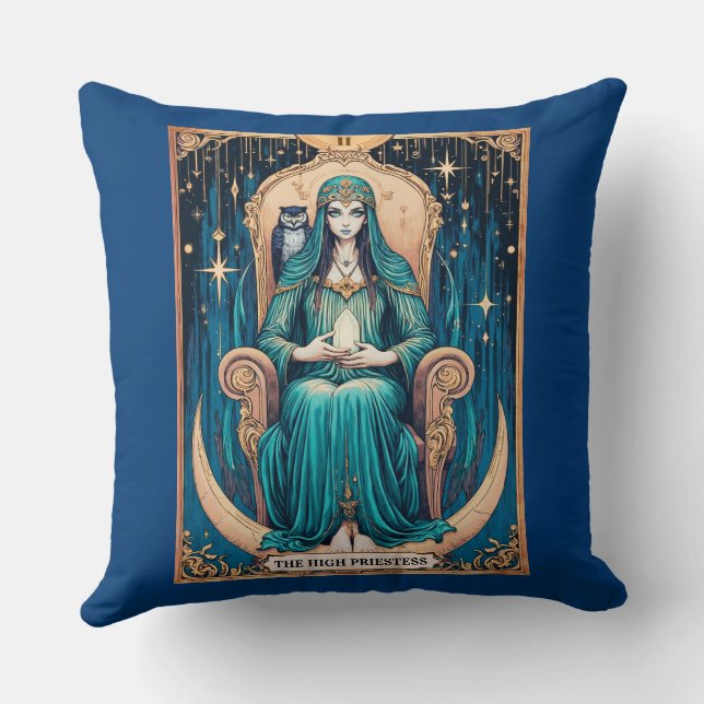 Tarot Card, the High Priestess 2 Cushion (Back)
