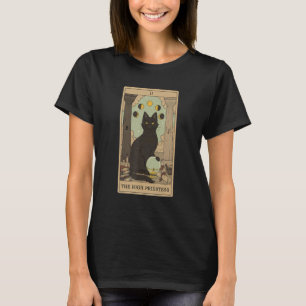 Tarot Card The High Priestess And Cat Cosmic Graph T-Shirt