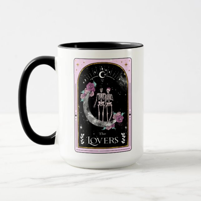 Tarot Card The Lovers Moon Pink Witchy Celestial Mug (Left)