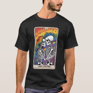 Tarot Card The Lovers Rainbow Kissing Gay Skeleton T-Shirt
