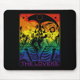 Tarot Card The Lovers Rainbow Kissing Lesbian Skel Mouse Mat