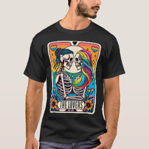 Tarot Card The Lovers Rainbow Kissing Lesbian  T-Shirt