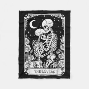Tarot Card The Lovers Skeleton Goth Halloween Fleece Blanket