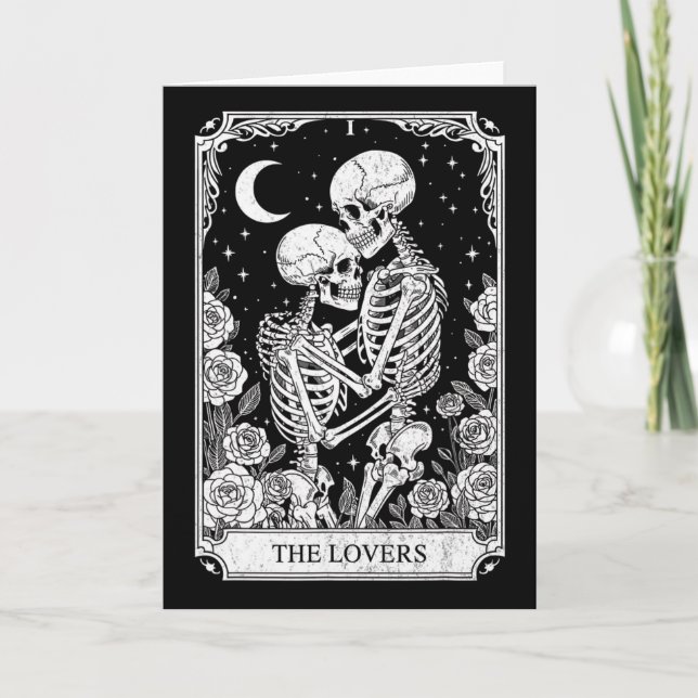 Tarot Card The Lovers Skeleton Goth Halloween Witc (Front)