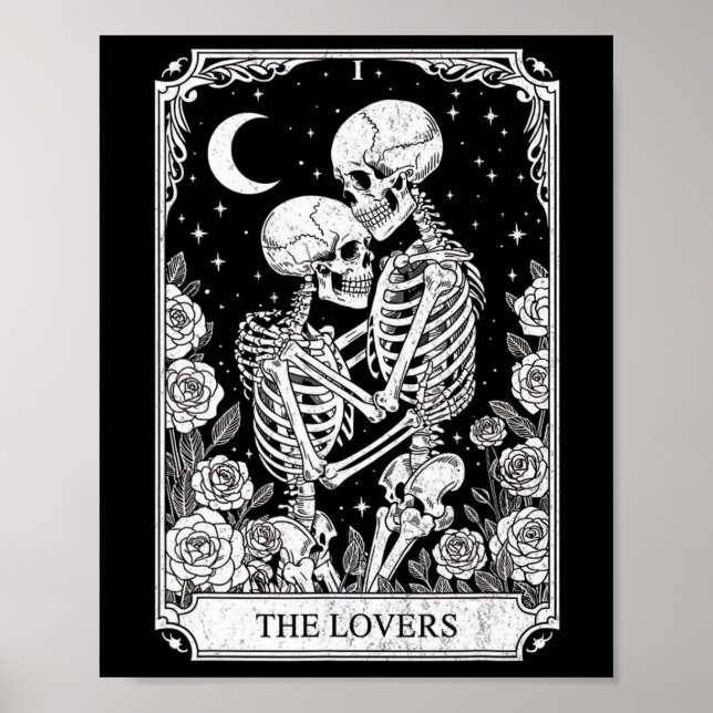 Tarot Card The Lovers Skeleton Goth Halloween Witc Poster (Front)