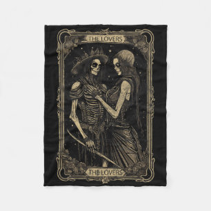 Tarot Card The Lovers Skeleton Goth Skull Hallowee Fleece Blanket
