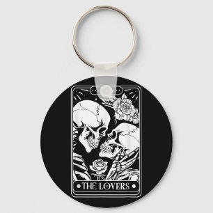 Tarot Card The Lovers Vintage Skeleton Goth Hallow Key Ring