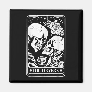Tarot Card The Lovers Vintage Skeleton Goth Hallow Magnet